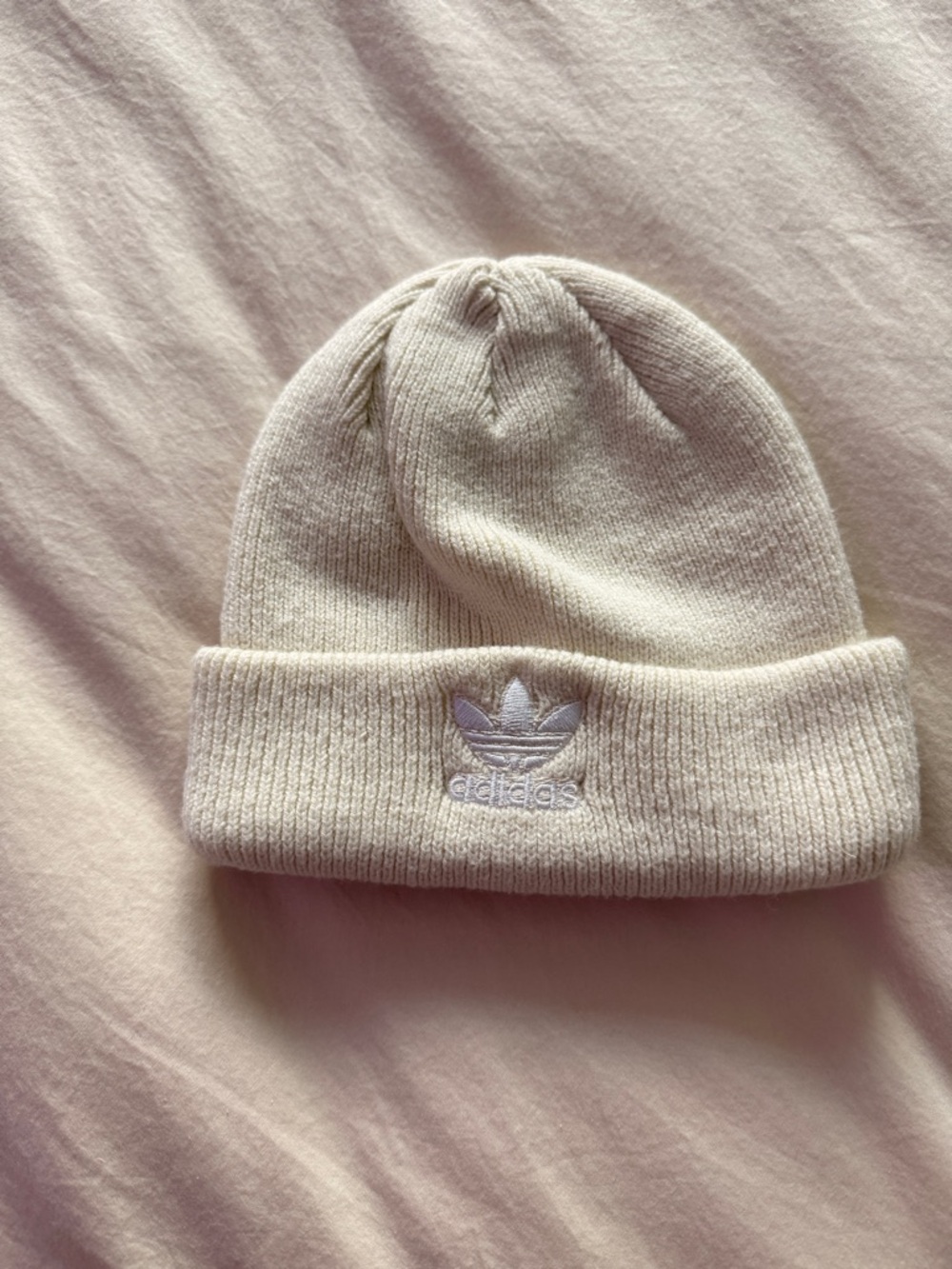 adidas Cream Beanie Hat with Trefoil Logo